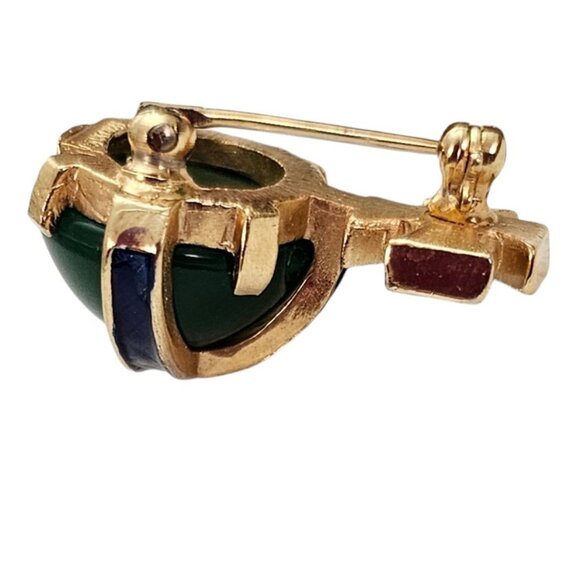 Trifari Rare Coronation Columbus Crucifix Enamel Lucite Faux Pearl Orb Pin, L504 - Picture 5 of 10